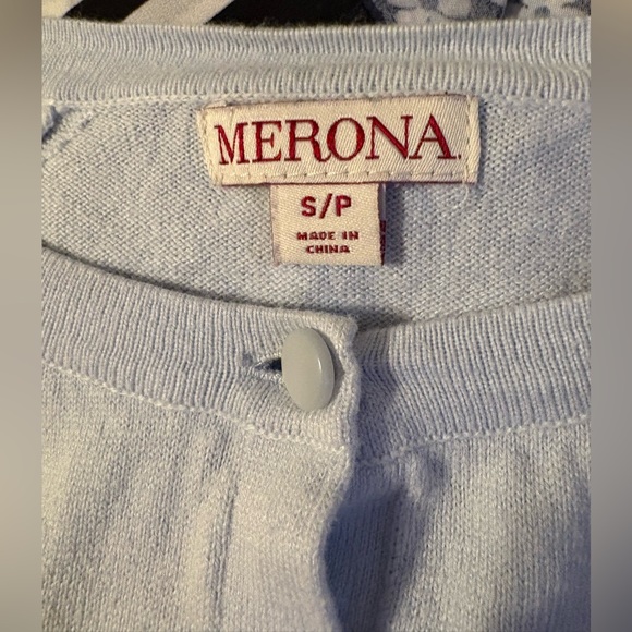 Light Blue Embellished Women's Cardigan Sweater Size Small Merona with gems - Picture 3 of 6
